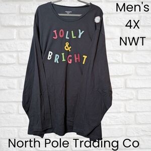 North Pole Trading Co Men's Navy Jolly & Bright Sleep Shirt 4X NWT
